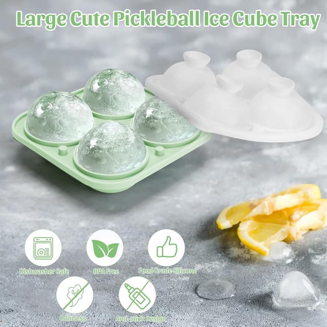 Detalle de Pickleball 3D Eiswürfelform (BPA-frei) für große runde Eiswürfel – mit Deckel, TPE/PP