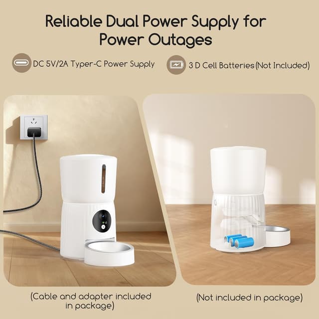 Detalle 2 de faroro Distributeur de croquettes automatique pour chat/chien avec caméra HD 1080P et audio bidirectionnel