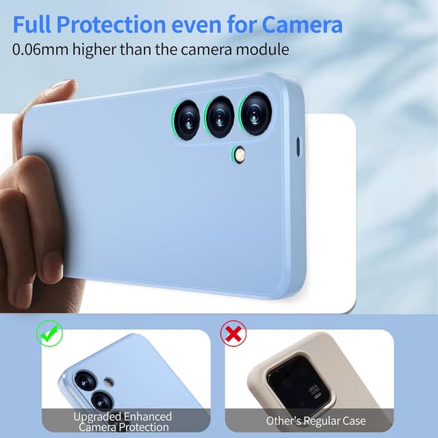 Detalle de Watana Hülle für Samsung Galaxy S24 Plus 5G – Soft-Touch Flüssigsilikon Case mit Mikrofaserfutter, hellblau