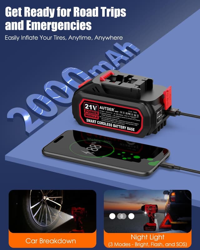 Thumbnail 2 de AUTDER Cordless Tyre Inflator 180 PSI ⛽