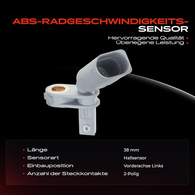 Detalle 2 de ABS-Raddrehzahl-Sensor Vorderachse links 6E0927803A (für A2 8Z0 & Lupo 60 1.2 TDI, 1999–2005)
