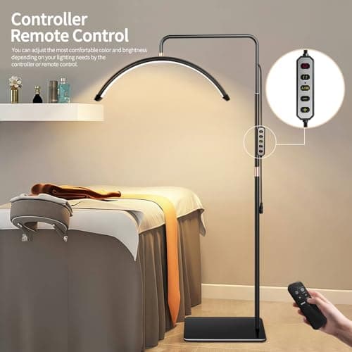 Thumbnail 7 de Stjiatu lámpara para extensiones de pestañas con soporte para teléfono, anillo LED de luz fría y cálida y altura ajustable