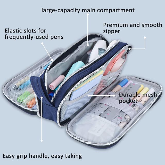 Thumbnail 6 de COLOCASTLE Federmäppchen Groß 3 Fächer Dunkelblau