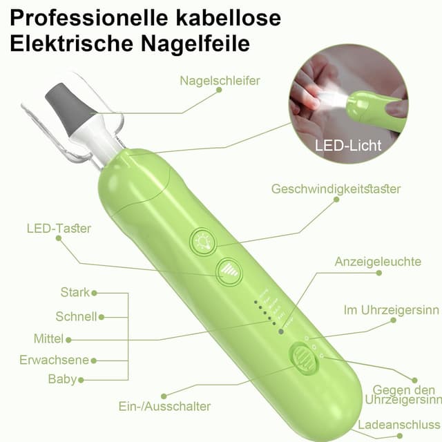 Detalle 2 de AOMEES Elektrische Nagelfräser Set mit 9 Aufsätzen