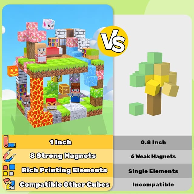 Detalle de LionFuny Magnetic Blocks 300-Piece Magnetic Building Set (1-inch large size)