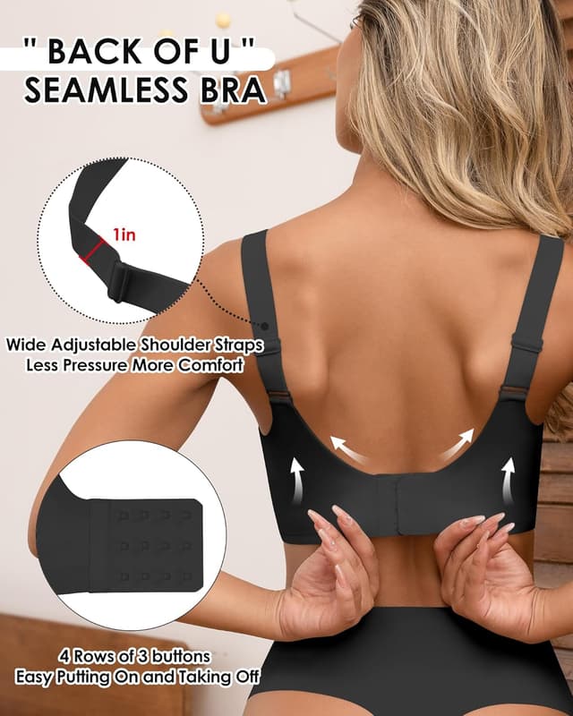 Detalle 2 de HORISUN Damen-BH ohne Bügel „Comfy“ – nahtloser Push-Up Bralette mit breiten Trägern für größere Brüste