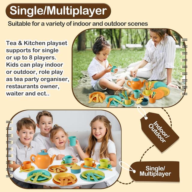 Detalle 2 de Buyger Kids Kitchen Accessories & Tea Set (35 pcs) for Toddlers 3–5