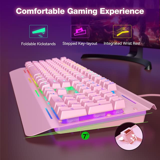Detalle de TECKNET RGB Gaming Tastatur 105 Tasten