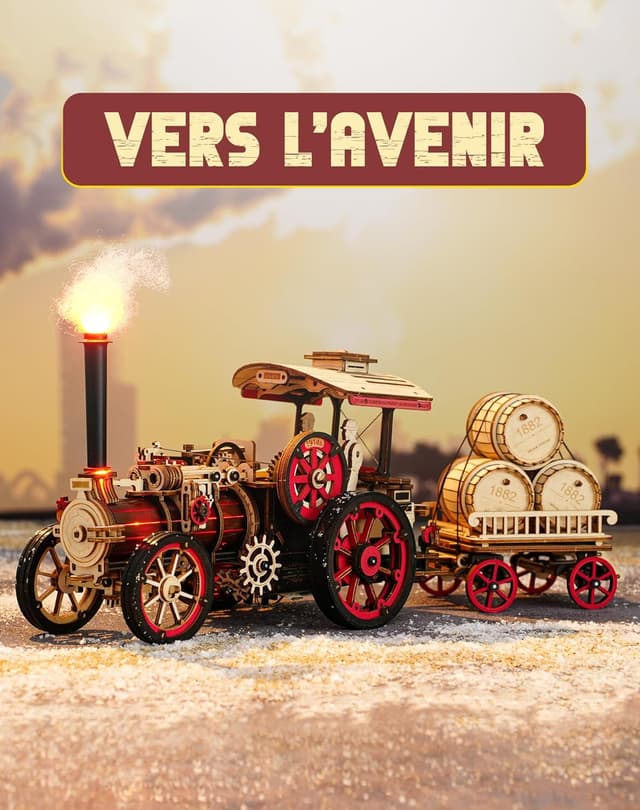 Detalle 2 de Robotime Puzzle 3D en bois « Moteur à vapeur » (maquette adulte) – kit de construction à engrenages