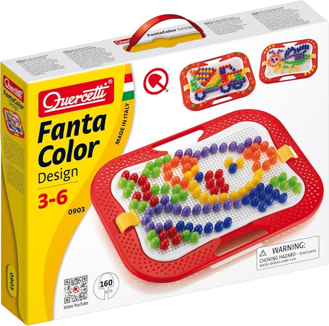 Thumbnail 6 de Quercetti FantaColor Design – Mosaico Montessori con chiodini colorati (20 mm) per bambini dai 4 anni, gioco creativo in legno/struttura traforata