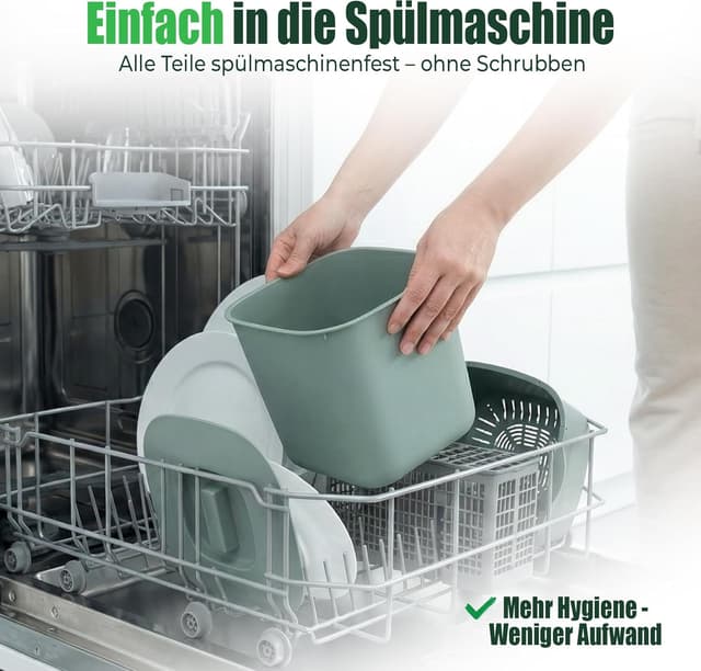Detalle 2 de YourCasa Biomülleimer Küche 7 l mit herausnehmbarem Sieb & Deckel (mint) – kompostierbarer Bioabfall ohne Beutel