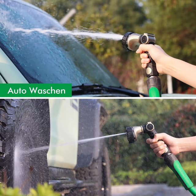 Detalle de RESTMO Gartenbrause Metall Heavy Duty – robuste Hochdruck-Gartenspritze mit 7 Strahlmustern