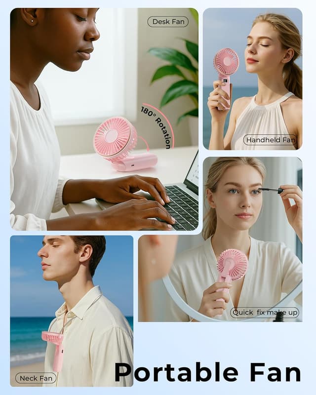 Thumbnail 6 de TUNISE TUNISE Handheld Portable Fan (4000mAh) with LED display, 180° adjustable rechargeable