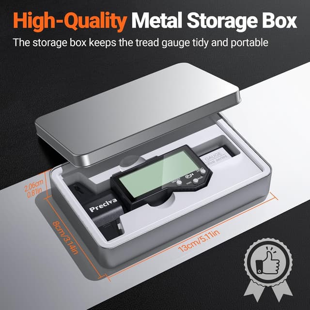 Detalle 2 de Preciva Digital Tyre Tread Depth Gauge & Brake Pad Measuring Tool Kit with Large LCD Screen