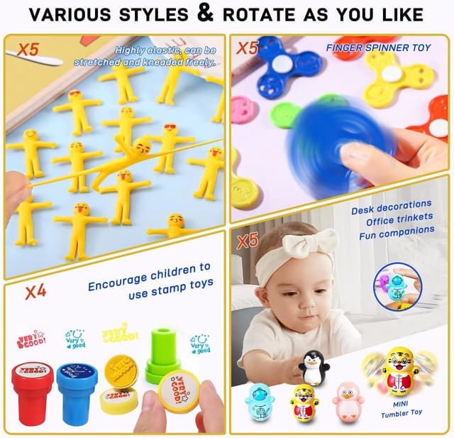 Detalle 2 de CoralBloom 100er Set Mitgebsel für Kindergeburtstag (Pinata-Füllung & Gastgeschenke)