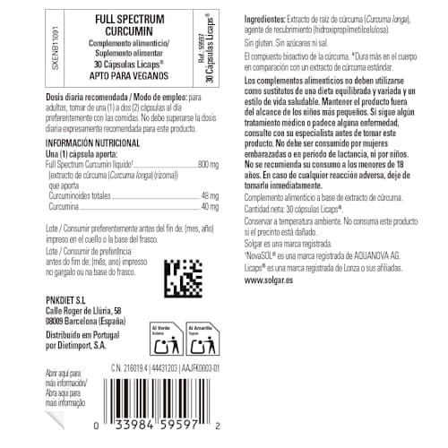 Thumbnail 4 de Solgar Full Spectrum Cúrcuma 30 cápsulas 🧴