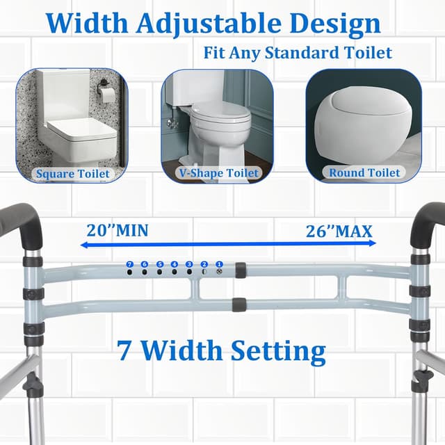 Thumbnail 1 de Toilet Safety Rails 300 lb Adjustable Toilet Handle 🚽