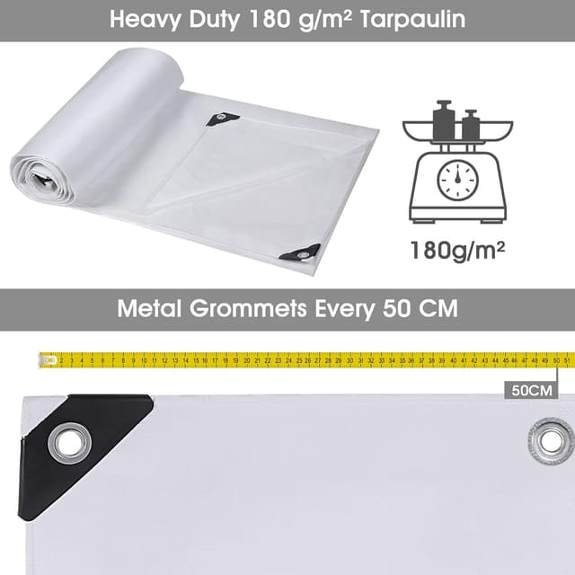 Detalle 2 de Telo Impermeabile Esterno 2x3m in PE 180 g/m² con occhielli rinforzati: telone multiuso per mobili da giardino, barche, camion e altro