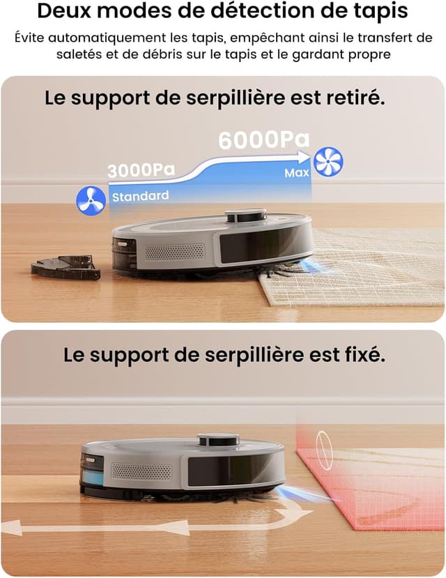 Detalle de Lefant M2 Pro Robot Aspirateur Laveur 6000Pa avec station de vidage automatique