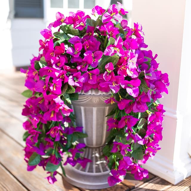 Detalle de Faux Bougainvillea Artificial Flowers (2 Bundles) with UV-Resistant Long Trailing Vines for Outdoor Porches & Planters