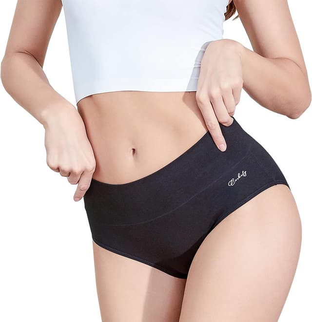 Detalle de Anqier Damen-Shorts im 5er-Pack mit hoher Taille – Stretch-Baumwolle, atmungsaktiv