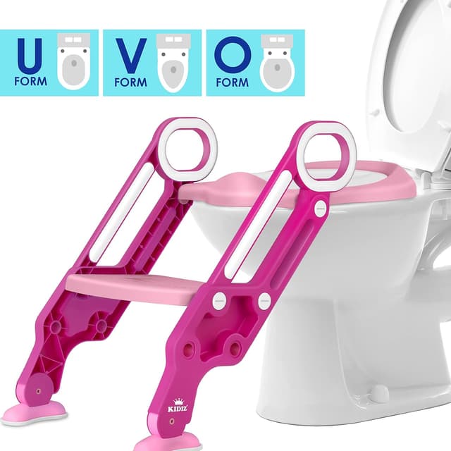Detalle 1 de KIDIZ® Kinder-Toilettensitz Pink mit Treppe
