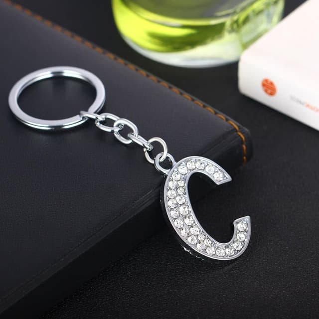 Detalle de BESPMOSP A-Z Letter Keychain keyring with crystal inlay (alloy) — gift inspiration for best friends