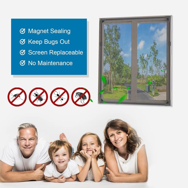 Thumbnail 6 de NeatiEase Adjustable DIY Magnetic Fly Screen Window (Max 90 x 140 cm) – Grey frame, black mesh