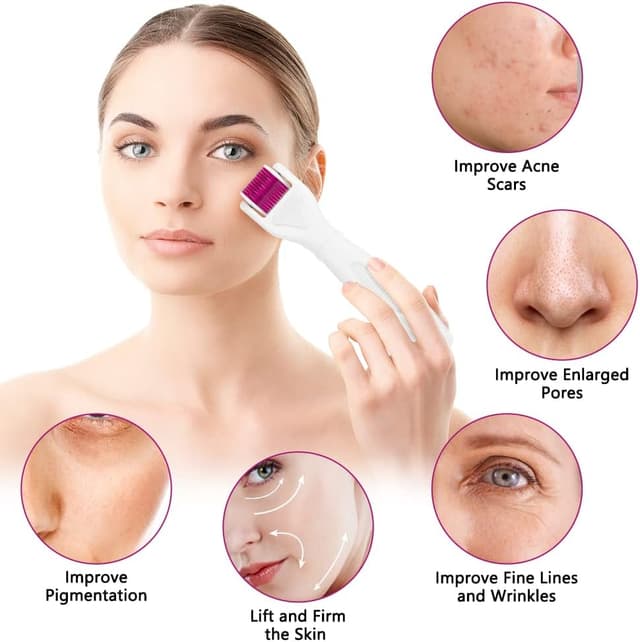 Detalle de LOPHE Derma Roller 0,5 mm – Dermaroller visage à micro-aiguilles pour anti-rides, anti-âge et marques