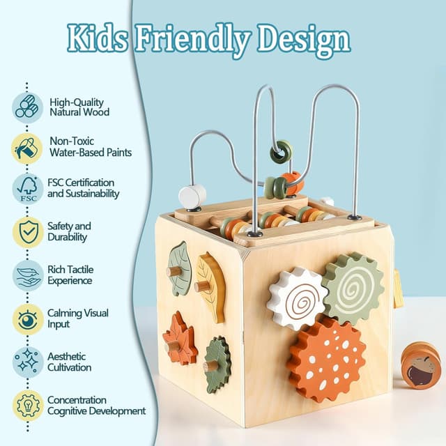 Thumbnail 4 de Smartwo Montessori Wooden Activity Cube for Ages 1–4