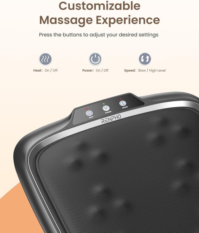 Detalle 2 de RENPHO Foot Massager with Heat (Shiatsu) – 2-in-1 Foot & Back Machine with Deep Kneading