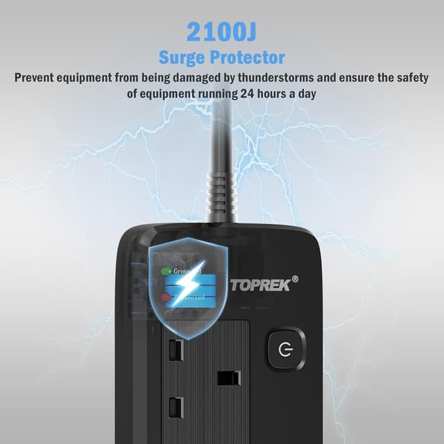 Detalle de TOPREK 8 Way surge protected extension lead