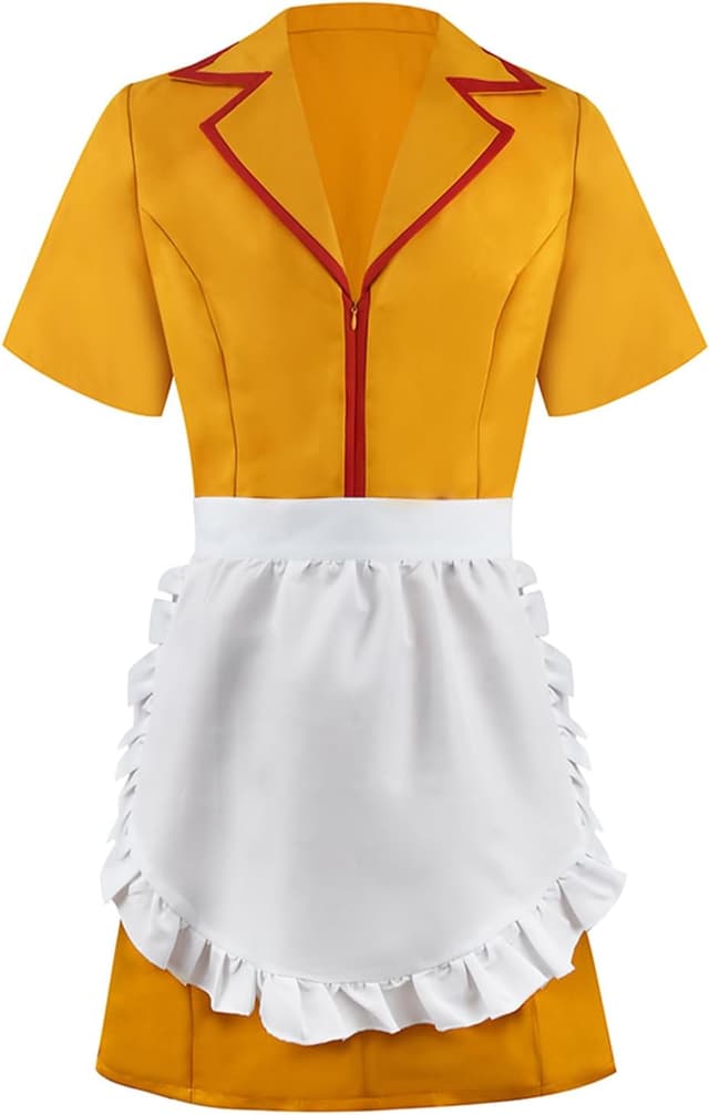 Detalle 1 de GOLDSTITCH Women Waitress Uniform Yellow Dress + Apron Costume