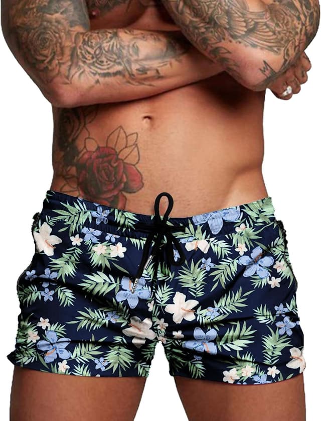 Detalle de COOFANDY Men's Quick-Dry Swim Trunks with Mesh Lining, Zipper Pockets & Adjustable Waist