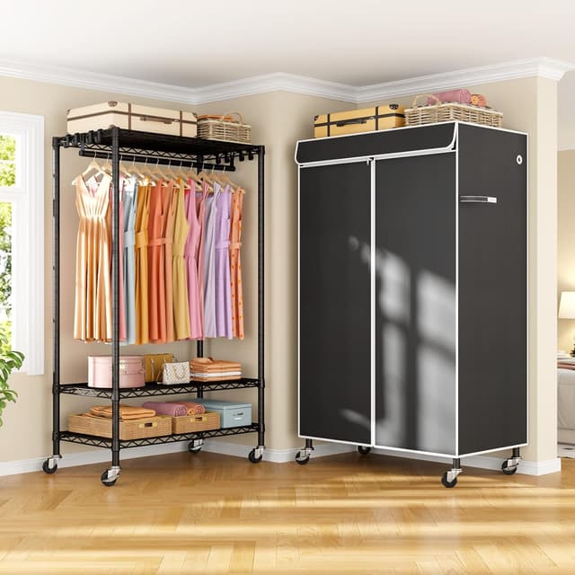 Thumbnail 6 de ULIFHOME P6C Rolling Clothes Rack with Cover (Max Load 365 lbs) — Black