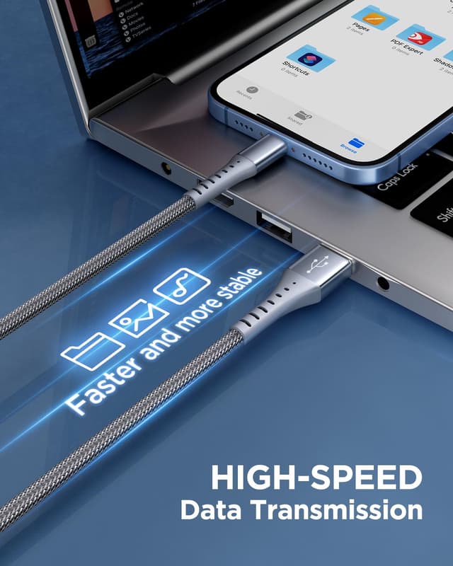 Detalle de XUDUO Long iPhone Charger (3m) – MFi-certified Lightning cable for fast charge & sync