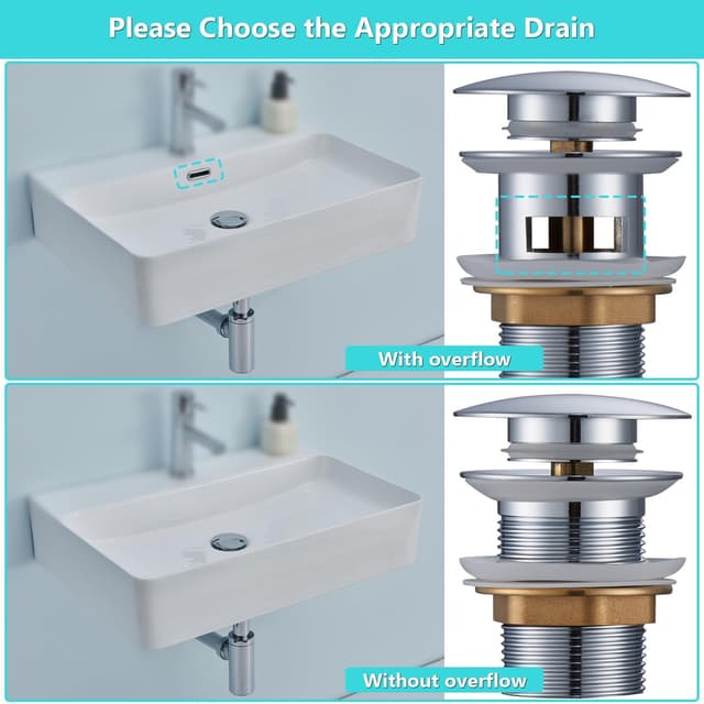 Detalle de Ulytid sifone lavabo bagno con piletta universale antiodore e altezza regolabile (cromato) con apertura di pulizia