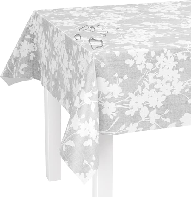 Detalle de LILENO HOME nappe lavable au mètre 200 x 140 cm en toile cirée imperméable à motif feuilles et vignes grises