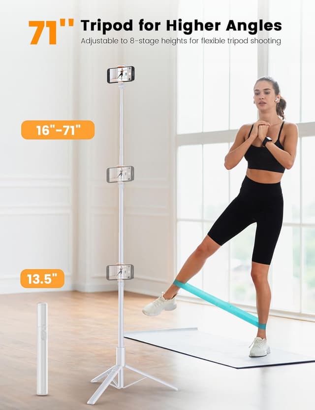 Detalle 2 de ANXRE 71"/180cm Phone Tripod Monopod (NT79) with Bluetooth Remote – White