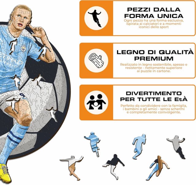 Thumbnail 6 de Puzzle di legno Iconic Puzzles Manchester City con Erling Haaland, taglia S, 150 pezzi