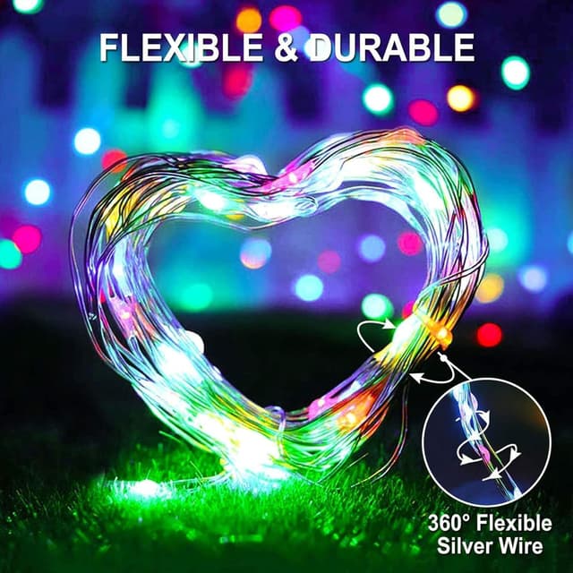 Detalle de Ligarko Solar Fairy Lights Outdoor (2 Pack, 240 LED/80ft) IP65 Waterproof with 8 Lighting Modes