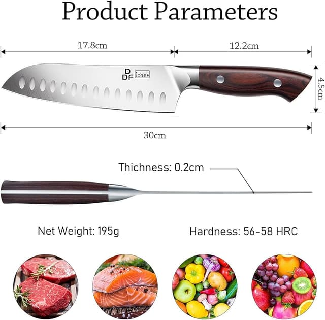 Detalle 2 de DDF iohEF Cuchillo Santoku 18 cm para chef 🍴