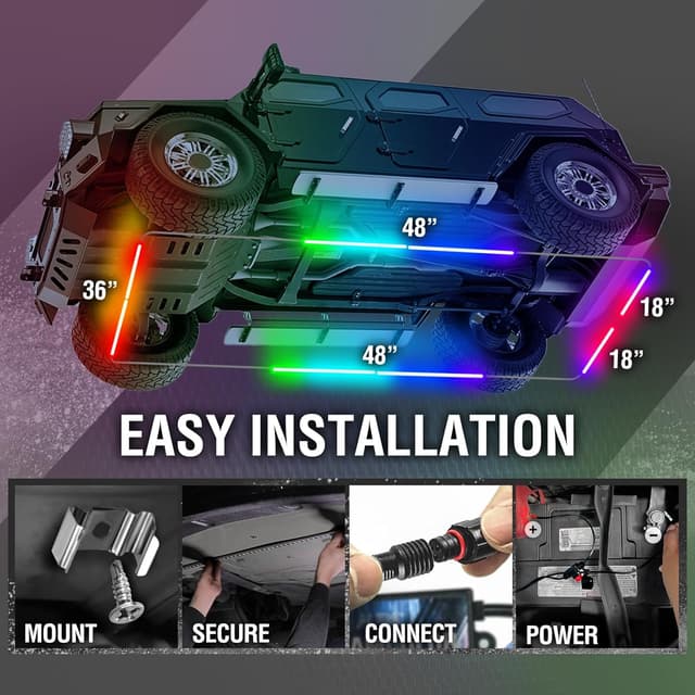 Detalle de OPT7 Aura DreamColor Underglow Chasing Lights Kit for Truck (RGBIC) with App & Remote, Waterproof 12V