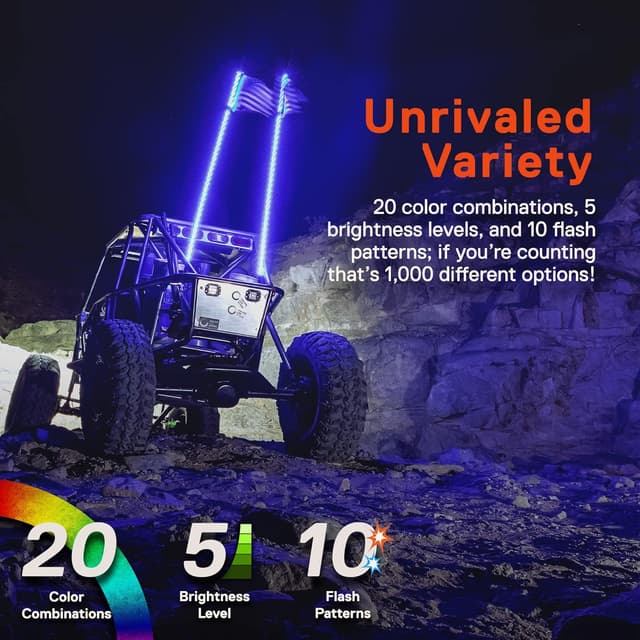 Detalle 2 de True Mods 2pc 2ft RGB LED Whip Light