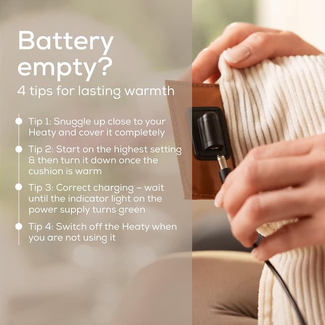 Detalle de Beurer Heaty Heat pad (Cordless) with battery, 3 temperature settings and auto switch-off