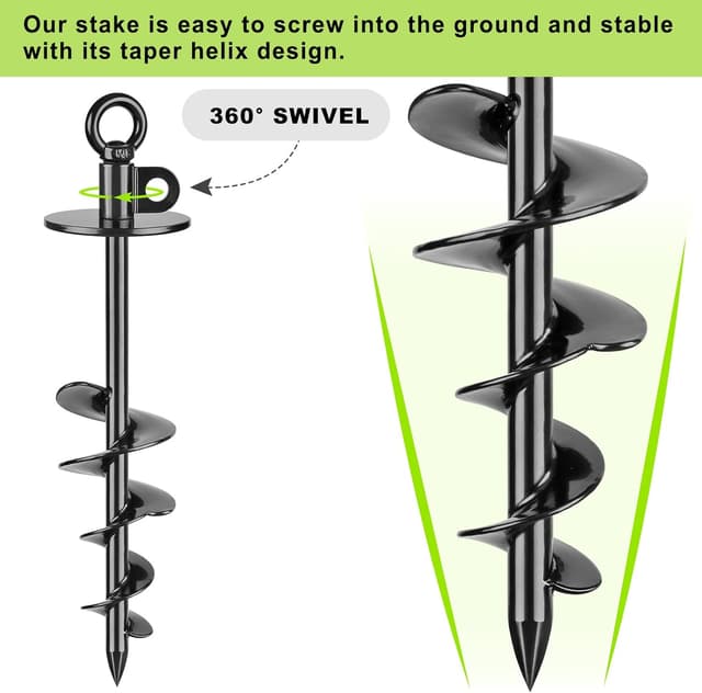 Detalle 2 de Dog Tie Out Cable and Stake – 50ft chew-proof stainless steel dog runner with 15" heavy duty anchor