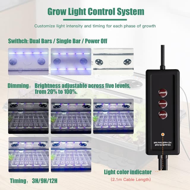 Detalle de ROCKY&CHAO grow light seed tray kit, 60-cell