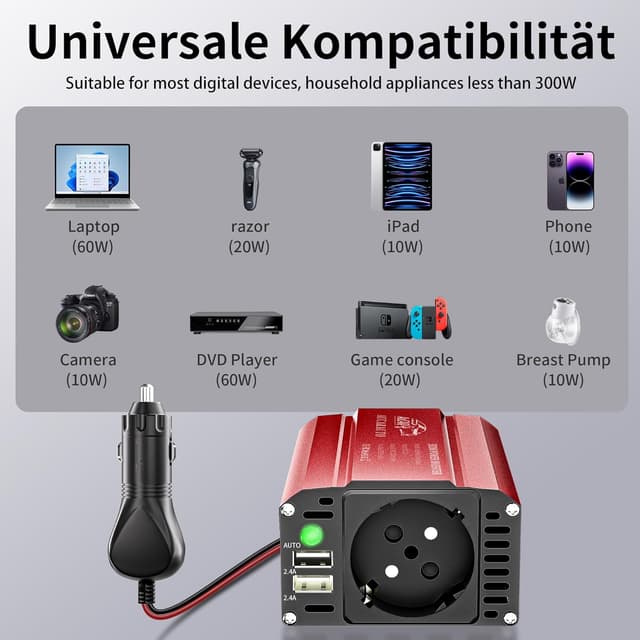 Detalle 2 de AUCARAUTO 300W Auto Wechselrichter