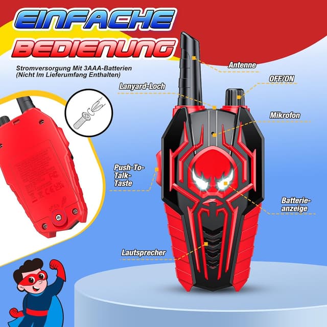 Detalle 2 de Toyokid Kinder-Walkie-Talkies ab 3 Jahren – Walkie Talkie für draußen (Geschenk für Jungen)