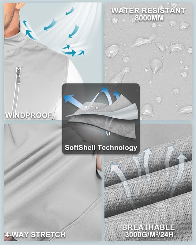 Detalle de 33,000ft Men’s Lightweight Softshell Gilet (Windproof & Water-Resistant) for Cycling, Running, Hiking